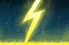 Yellow lightning bolt on dark blue background