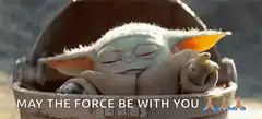 Baby Yoda sleeping with May the Force be with you