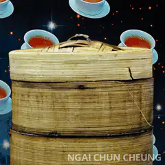 Three people in a bamboo steamer