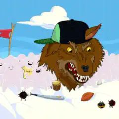 wolf head laughing cartoon