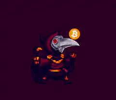 Pixel Art Plague Doctor Bitcoin Explosion