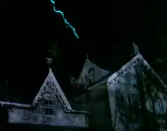 Lightning strikes and explodes a window