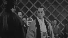 Samurai Smirking in Black and White