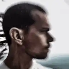 Man profile with glitch effect