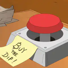 Hand presses buy the dip button