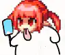 pixel girl licking phone screen