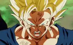 Goku transforms into Super Saiyan God