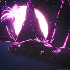 neon car synthwave sunset
