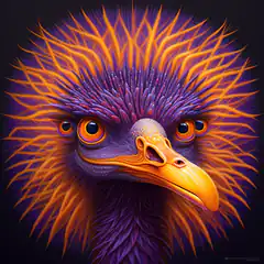 Vibrant purple and orange bird portrait