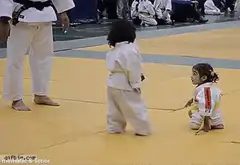 Toddler fails to bow in karate