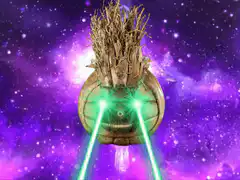 Onion alien spaceship in space