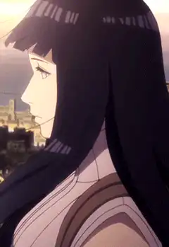Hinata Hyuga looking out at a city
