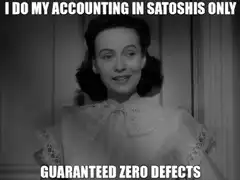 I do my accounting in satoshis only guaranteed zero defects