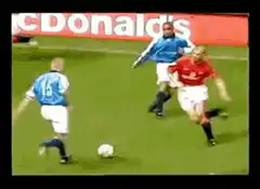 Footballer does a backflip tackle