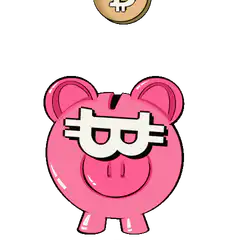 Pink piggy bank with Bitcoin logo gets electrified