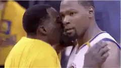 Draymond Green kissing Kevin Durant