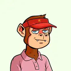 Monkey in red visor and pink polo