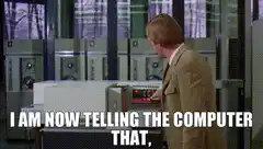 Man telling the computer that