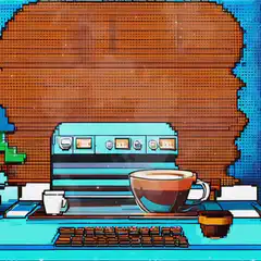 pixel art gm coffee