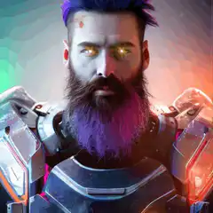 Cyberpunk man with glowing eyes