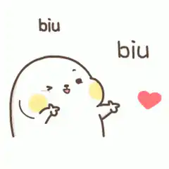 cute character shooting hearts with biu