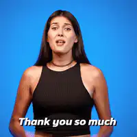 Woman shrugging saying thank you so much