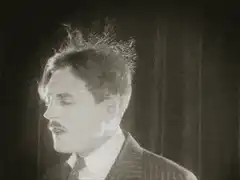 Man with static hair shock