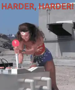 Wonder Woman pumping harder