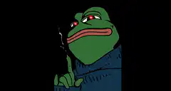 Pepe the Frog with red eyes and lightning