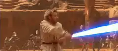 Obi-Wan Kenobi deflects blaster bolts