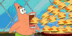 Patrick Star eating Krabby Patties