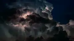 Dramatic storm clouds and lightning
