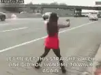 woman dancing on highway