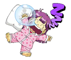 Anime girl sleeping with pillow