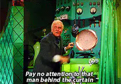 Man behind the curtain wizard