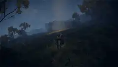 Zelda riding horse through glowing field