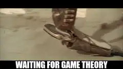 Man in wagon waiting for game theory