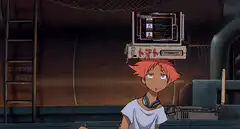 Simon looking up at Tengen Toppa Gurren