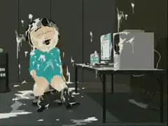 South Park character covered in white liquid