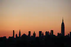 New York City skyline at sunset
