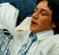 James McAvoy sweating and fanning himself