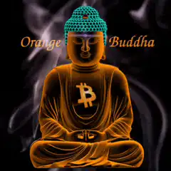 Orange Buddha with Bitcoin