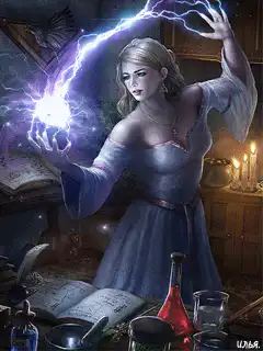 blonde woman casting magic spell