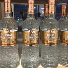Russian Standard Gold Vodka bottles on shelf