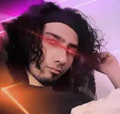 Man with glowing red eyes