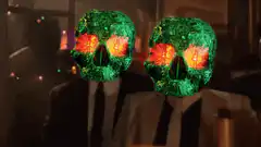 Green skulls with glowing eyes