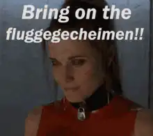 Woman in red dress says bring on the fluggecheimen