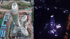 Tall Building Under Construction vs Night Lights