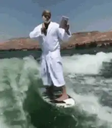 Jesus surfing with a book
