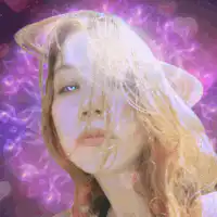 Girl with cat ears and glowing hair